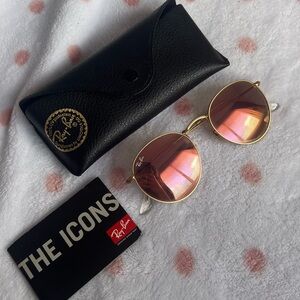 Ray ban round pink tinted sunglasses
